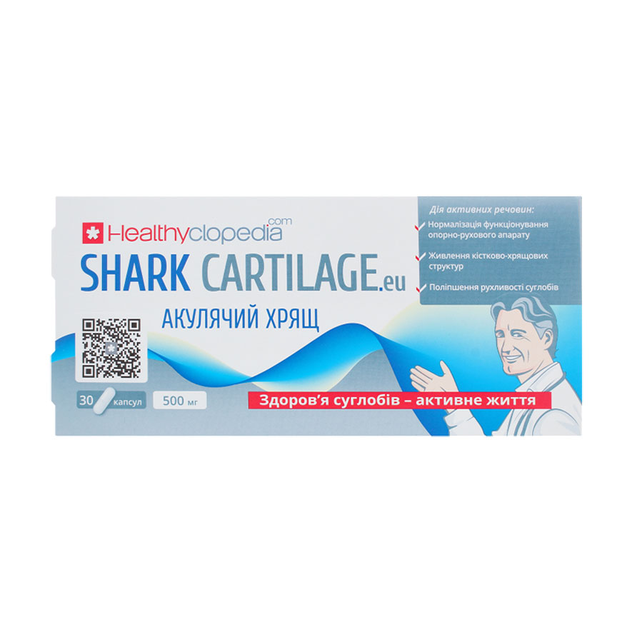 Акулячий хрящ Healthyclopedia Shark Cartilage 500 мг, 30 капсул